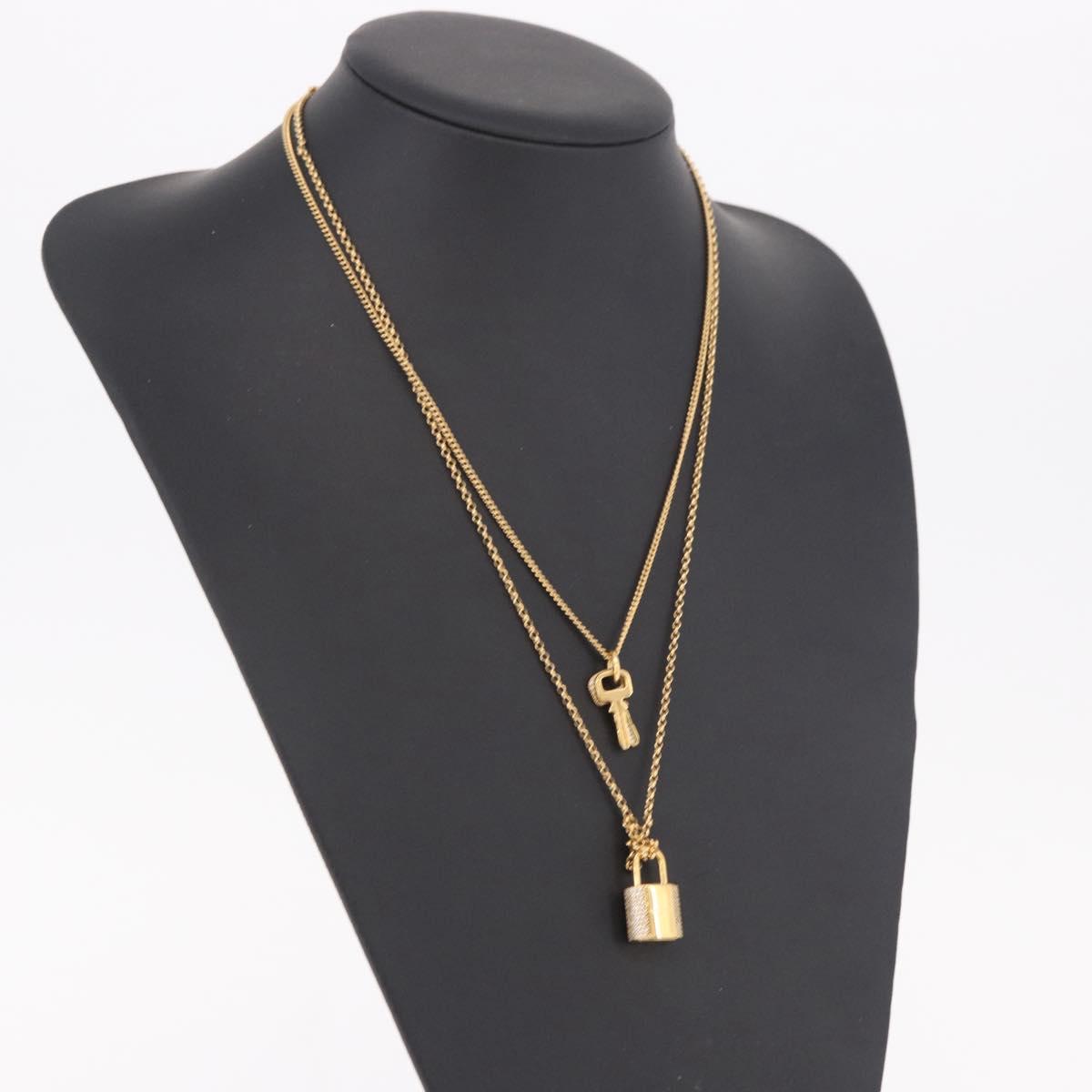 LOUIS VUITTON LV Padlock Necklace metal Gold M01593 LV Auth 185417SAM