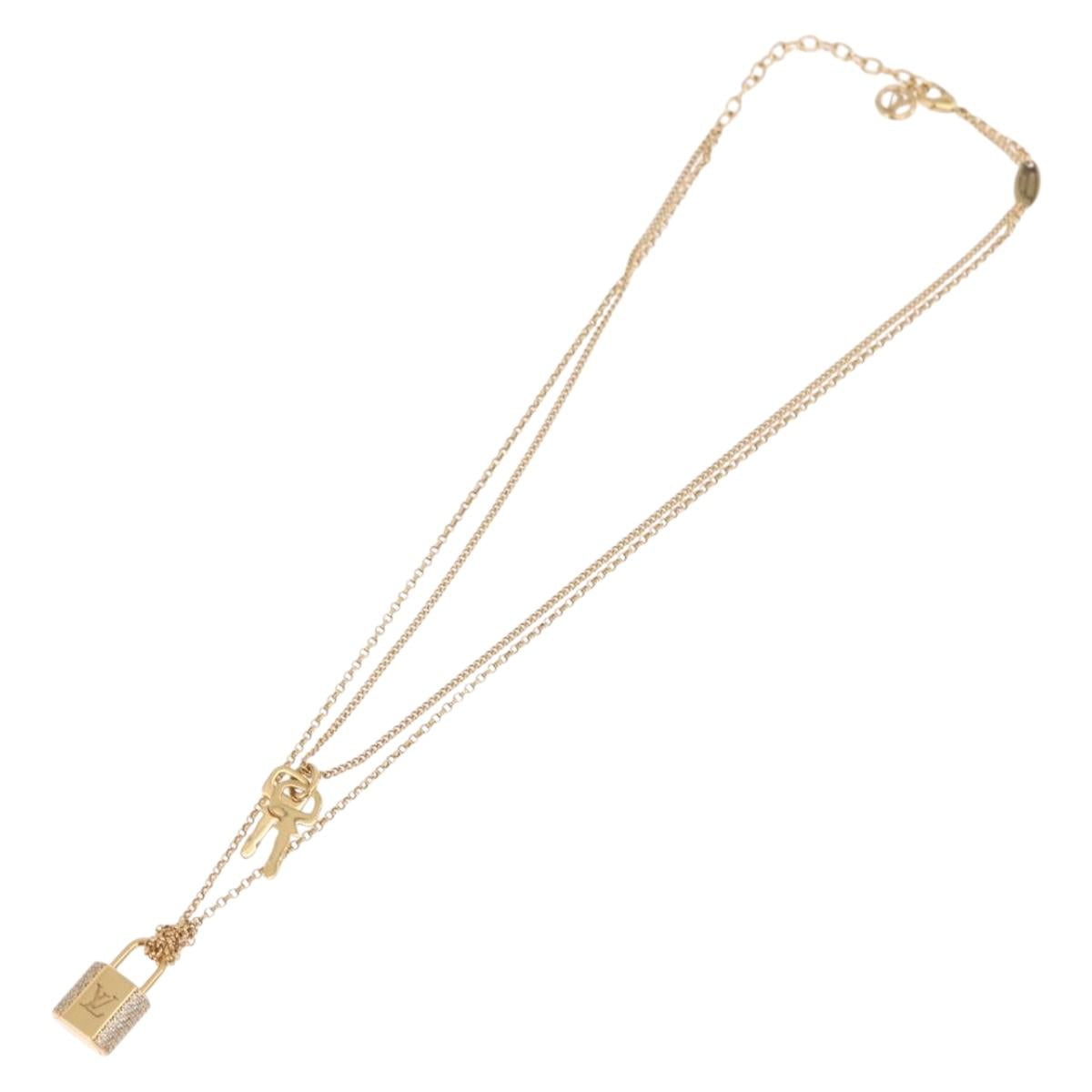 LOUIS VUITTON LV Padlock Necklace metal Gold M01593 LV Auth 185417SAM