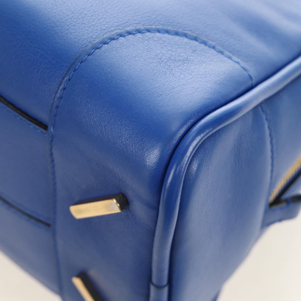LOEWE Amazona 75 Hand Bag Leather 2way Blue Gold Auth 185420SM