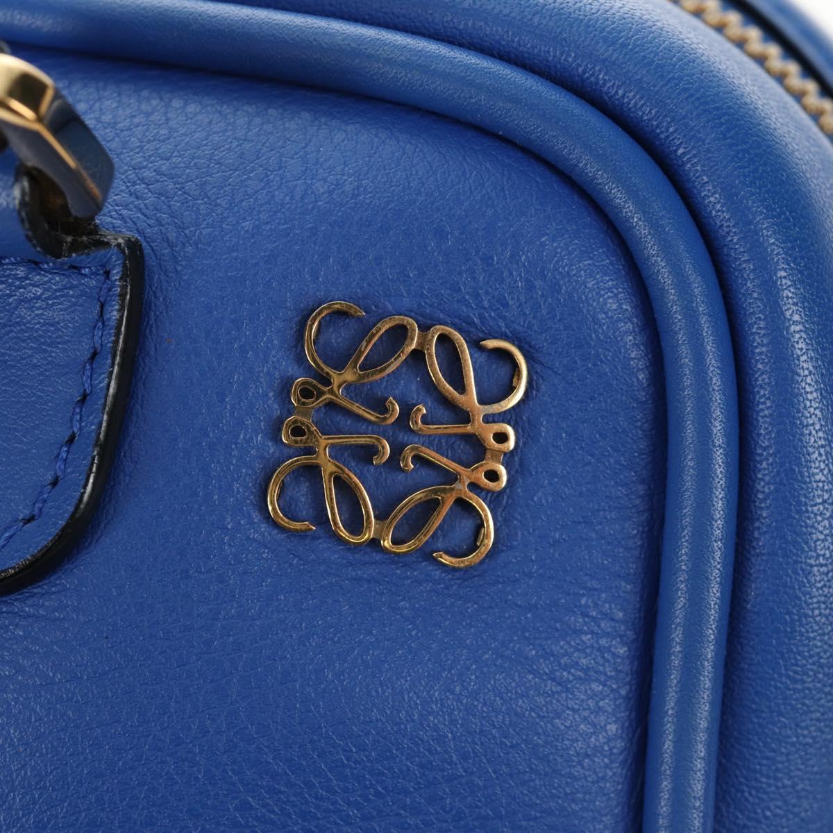 LOEWE Amazona 75 Hand Bag Leather 2way Blue Gold Auth 185420SM