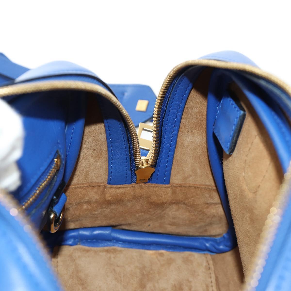 LOEWE Amazona 75 Hand Bag Leather 2way Blue Gold Auth 185420SM
