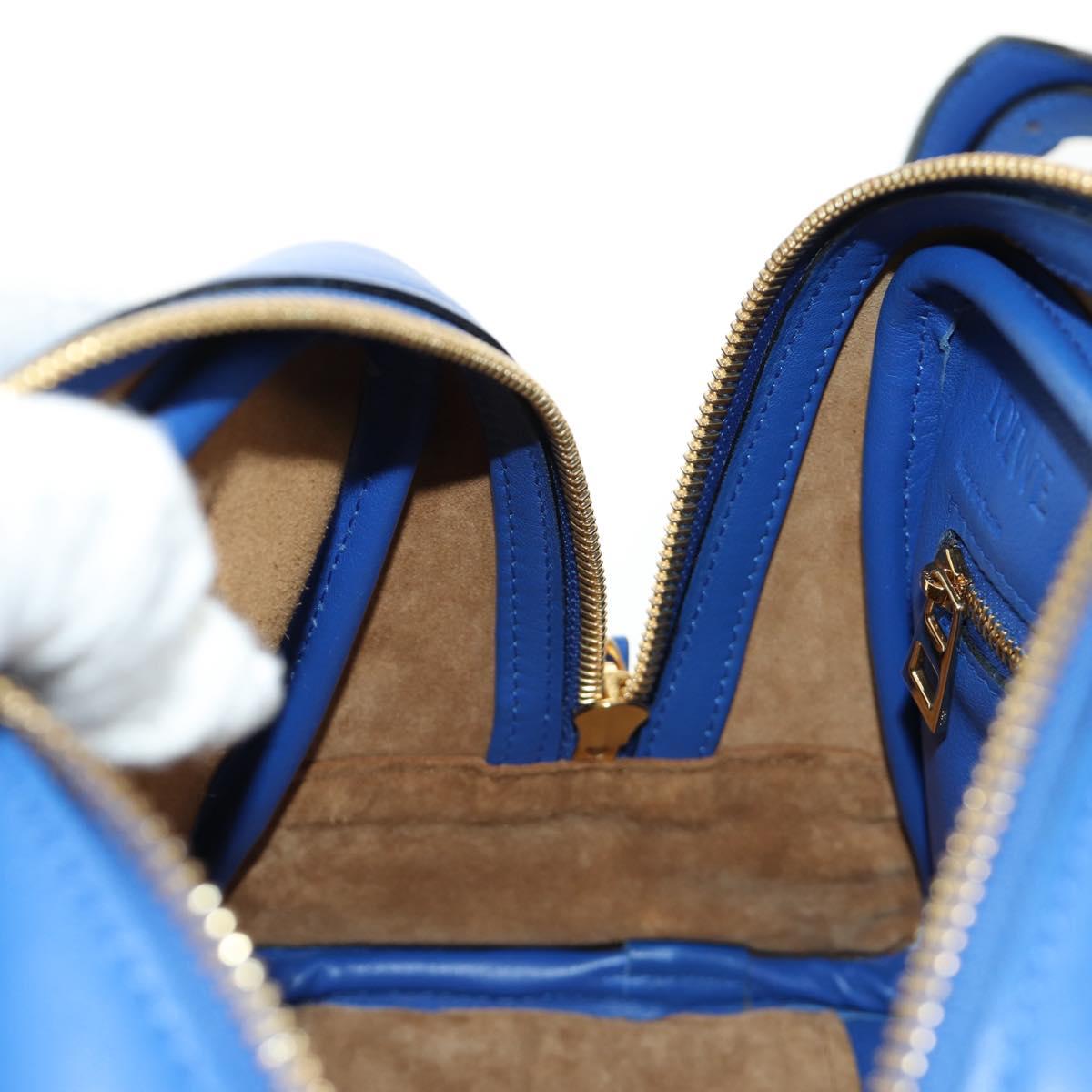 LOEWE Amazona 75 Hand Bag Leather 2way Blue Gold Auth 185420SM
