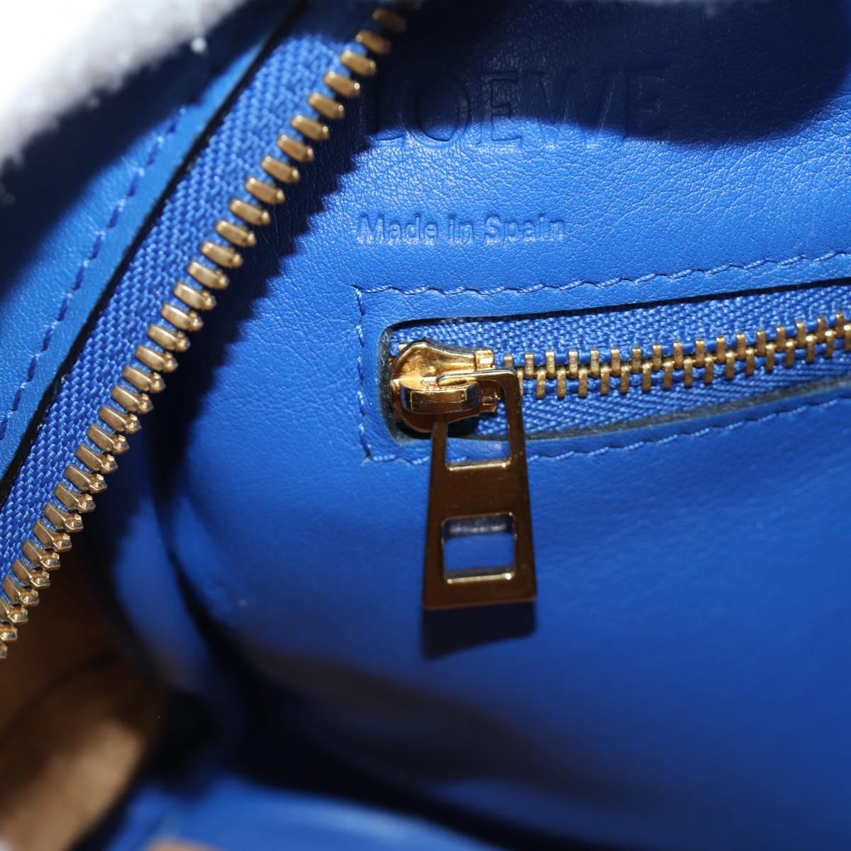 LOEWE Amazona 75 Hand Bag Leather 2way Blue Gold Auth 185420SM
