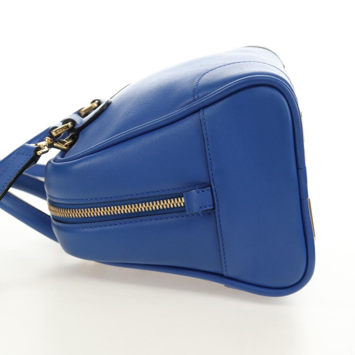 LOEWE Amazona 75 Hand Bag Leather 2way Blue Gold Auth 185420SM