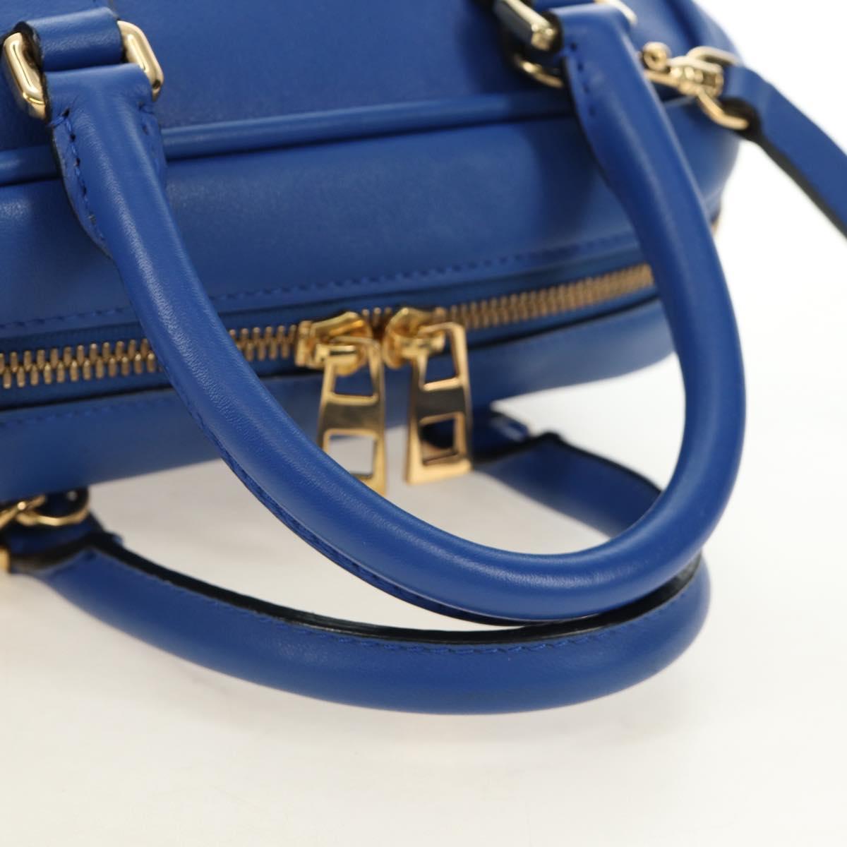 LOEWE Amazona 75 Hand Bag Leather 2way Blue Gold Auth 185420SM