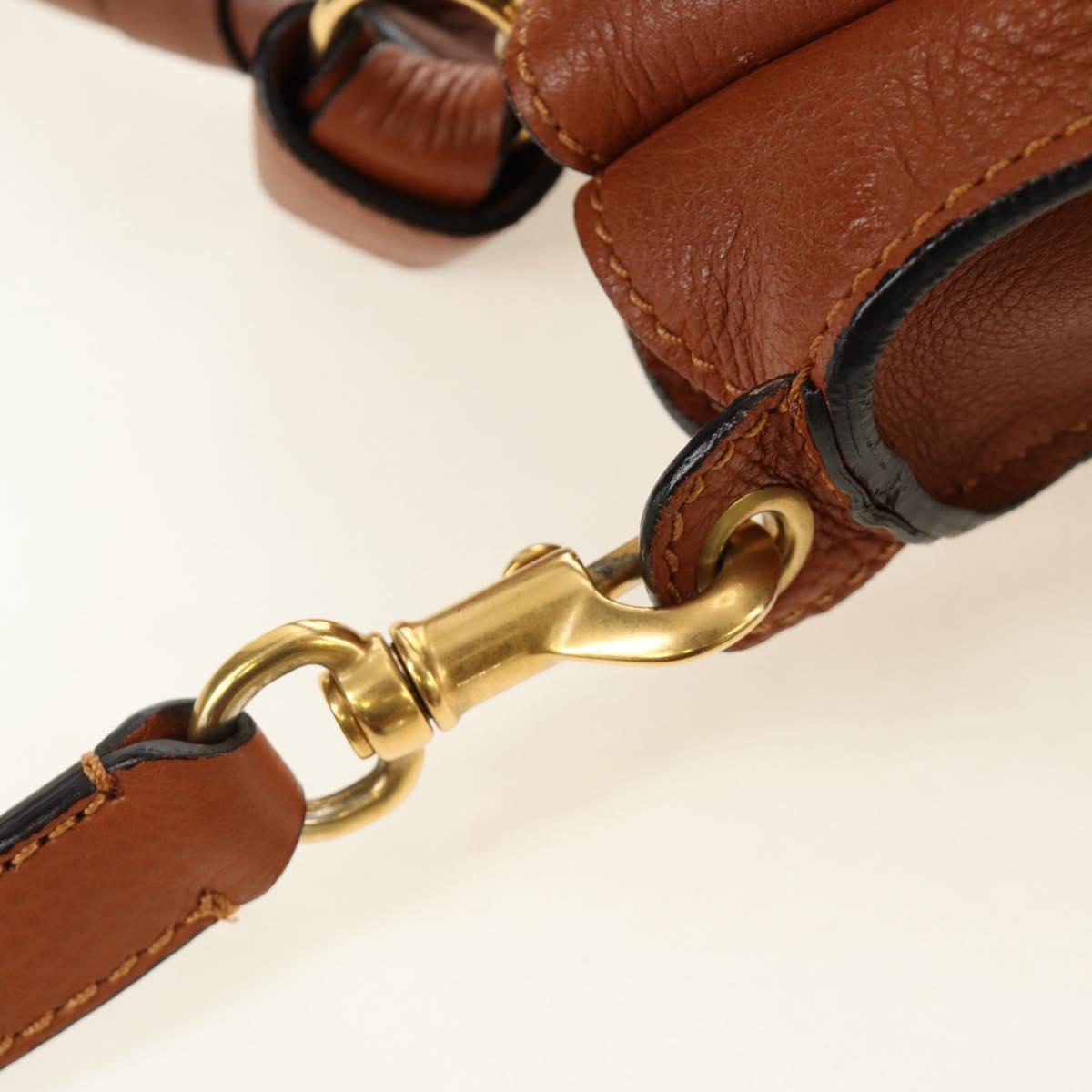 Chloe Marcie Hand Bag Leather 2way Brown Gold Auth 185421V