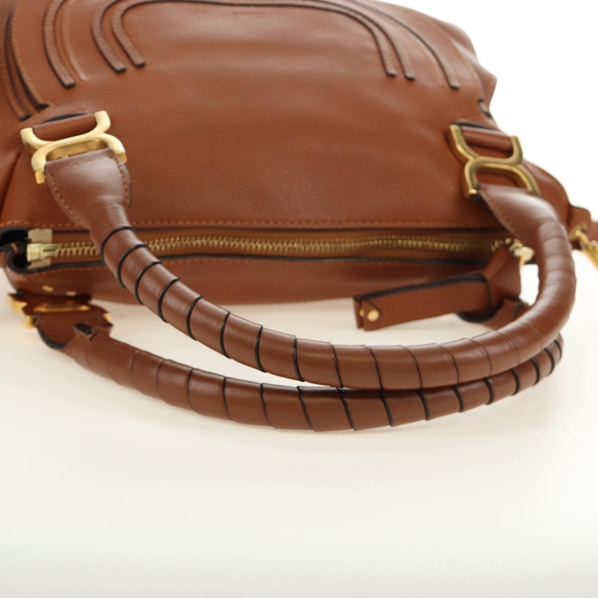 Chloe Marcie Hand Bag Leather 2way Brown Gold Auth 185421V