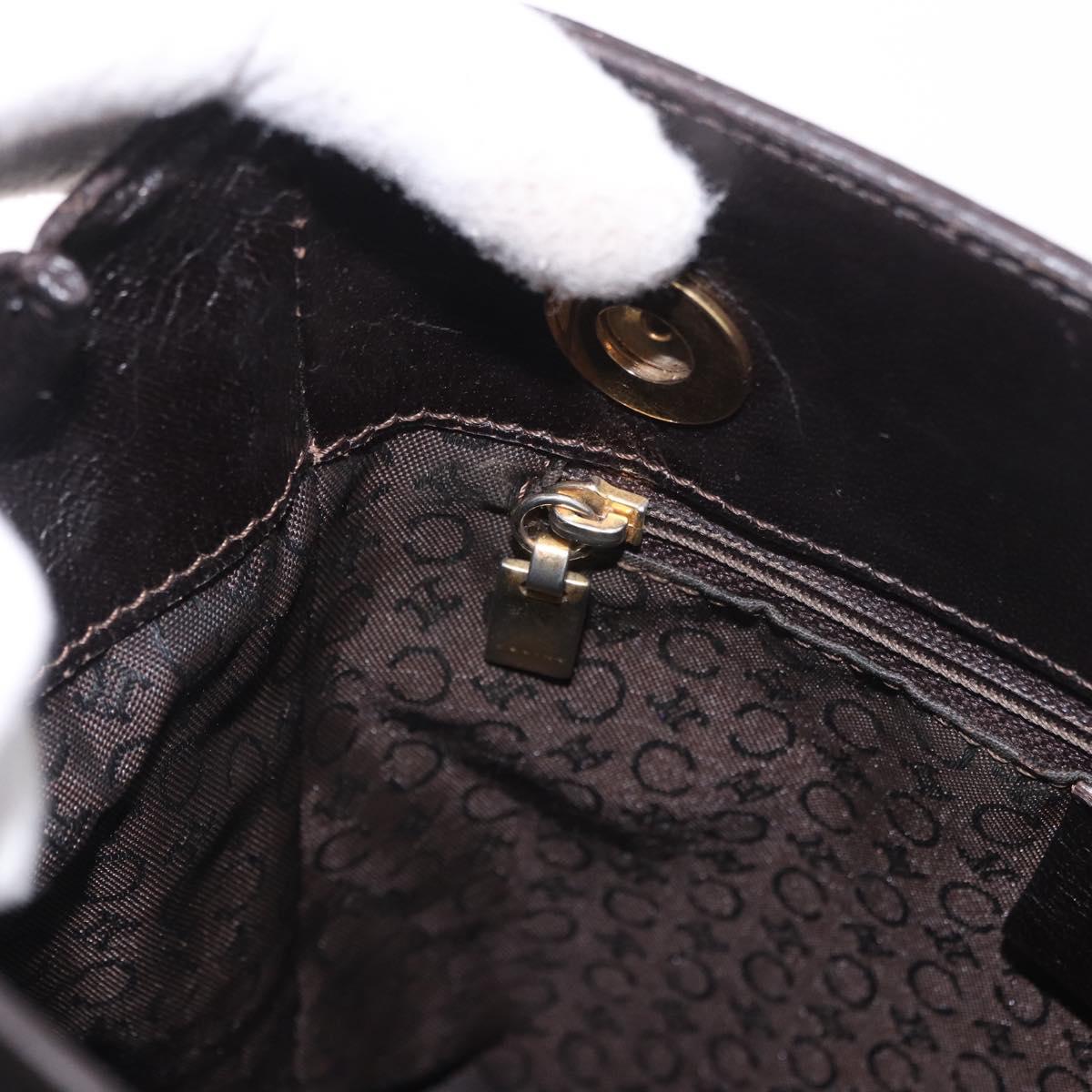 CELINE Chain Shoulder Bag Knitted Fabrics Beige Gold Auth 185422A