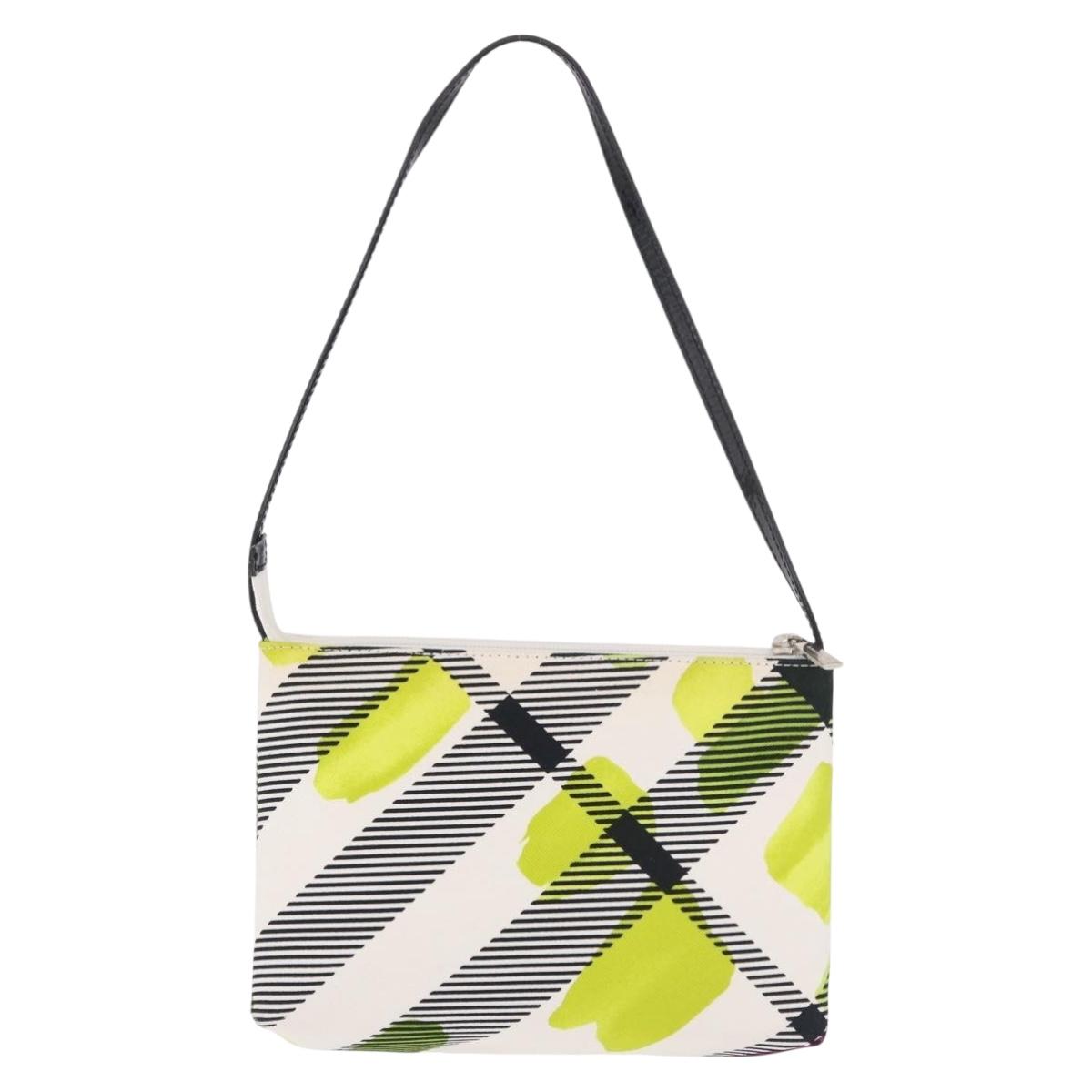 BURBERRY Shoulder Bag Canvas Green Silver Auth 185423A