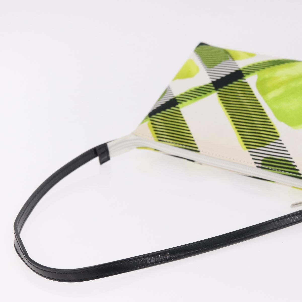 BURBERRY Shoulder Bag Canvas Green Silver Auth 185423A