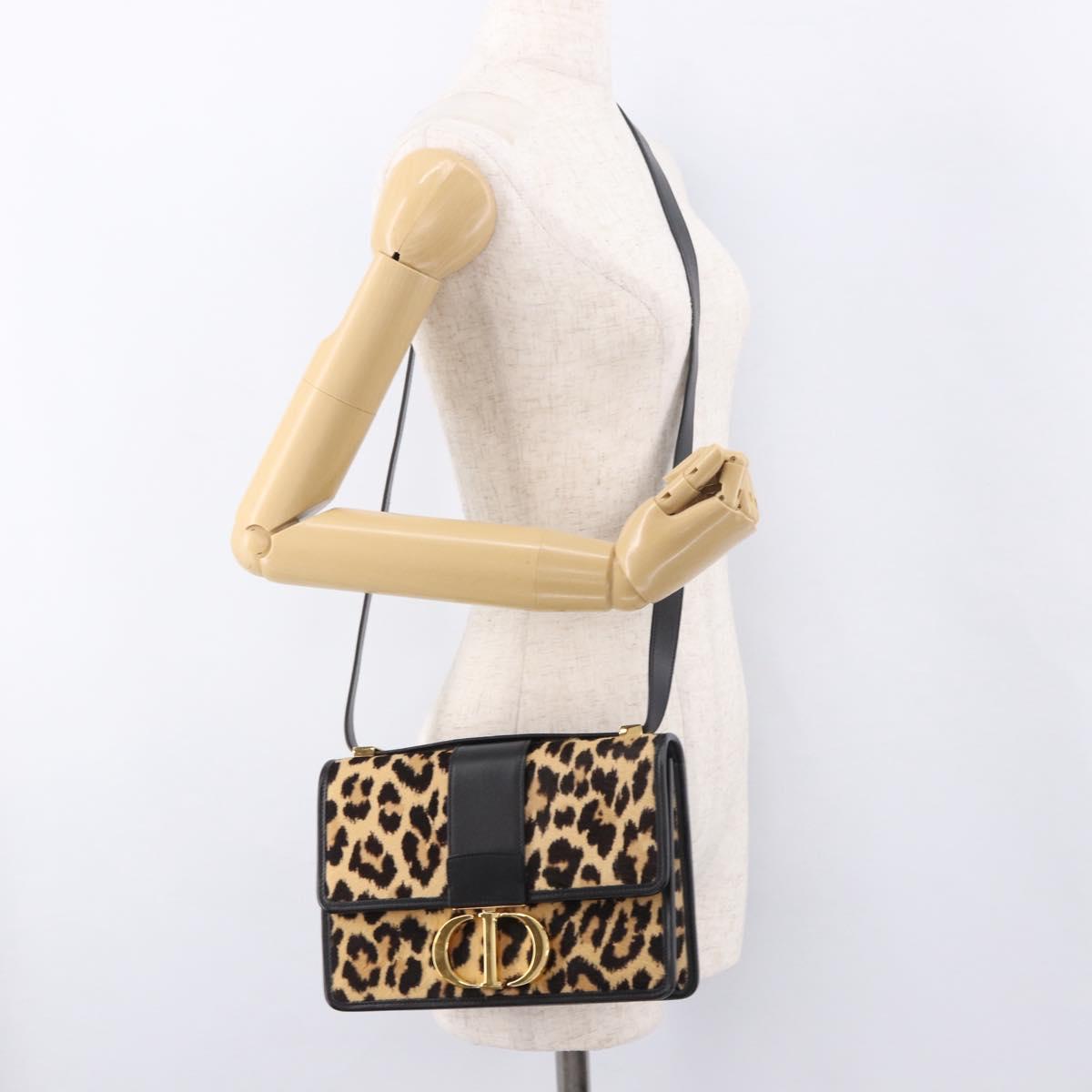 Christian Dior 30 Montaigne Shoulder Bag Harako leather Brown Gold Auth 185424SM