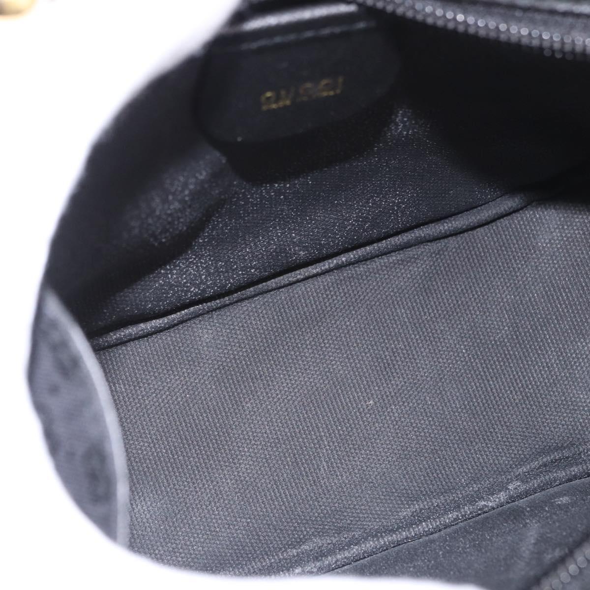 GUCCI Micro GG Canvas Bamboo Chain Shoulder Bag Black Gold Auth 185425A