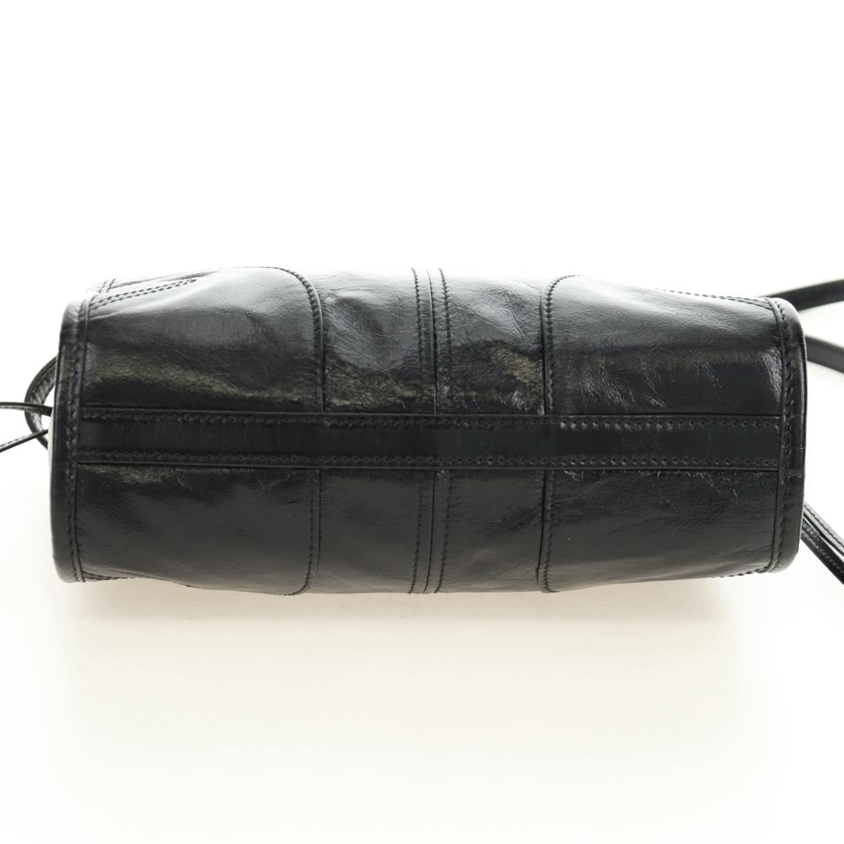 PRADA Bonnie Shoulder Bag Leather Black Gold Auth 185427SM