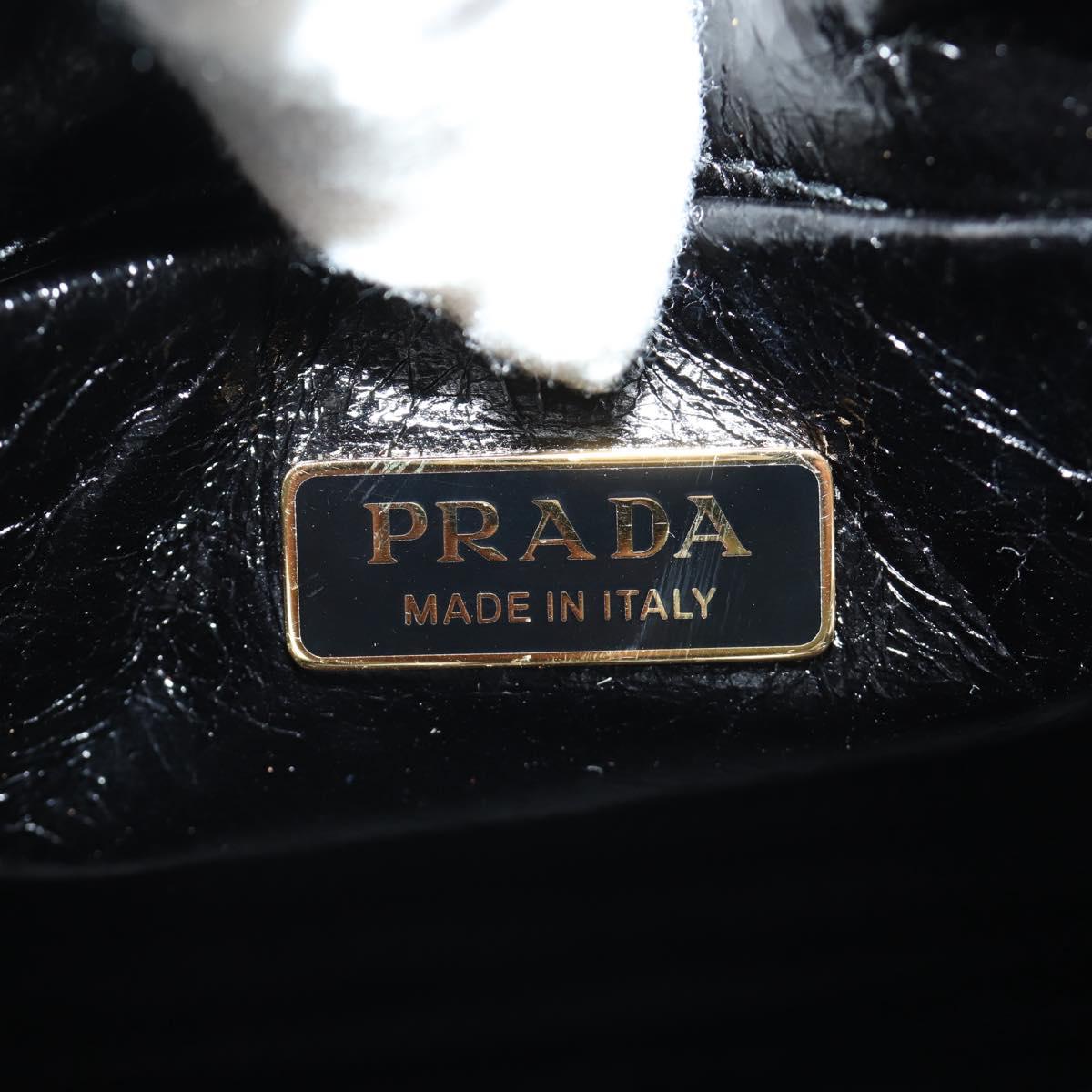 PRADA Bonnie Shoulder Bag Leather Black Gold Auth 185427SM