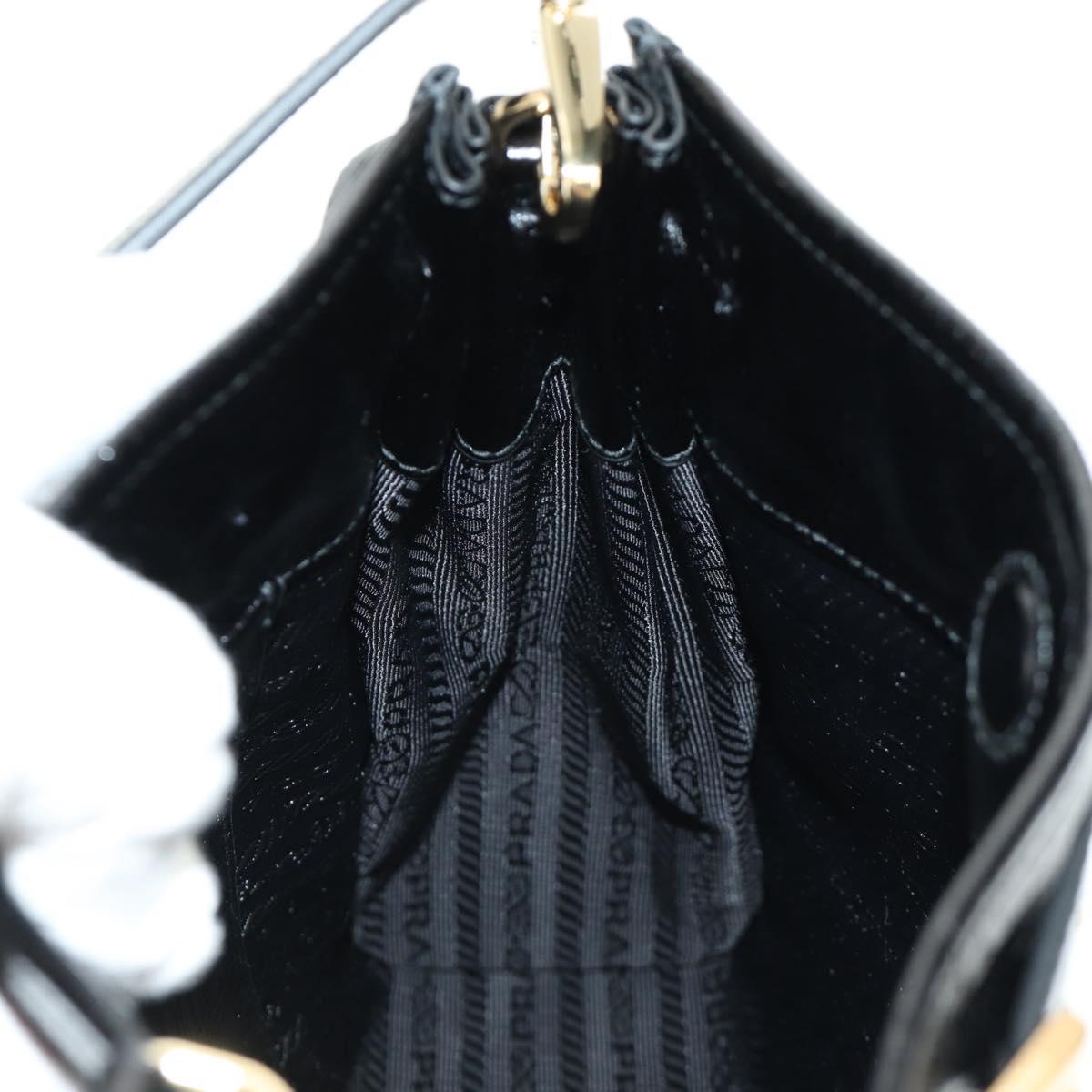 PRADA Bonnie Shoulder Bag Leather Black Gold Auth 185427SM