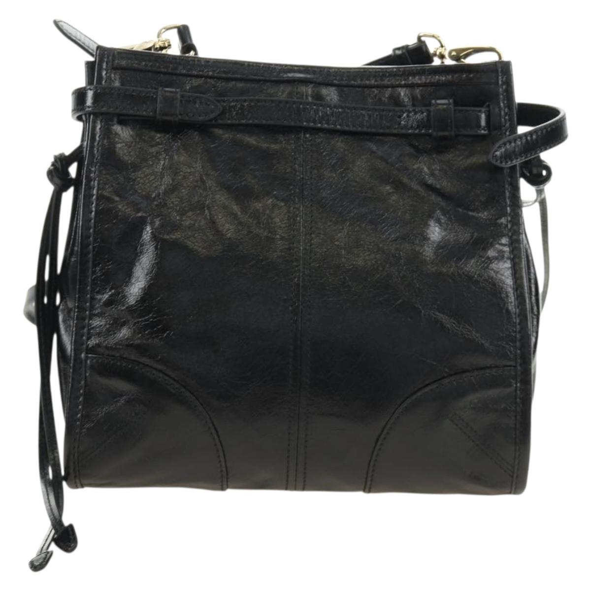 PRADA Bonnie Shoulder Bag Leather Black Gold Auth 185427SM