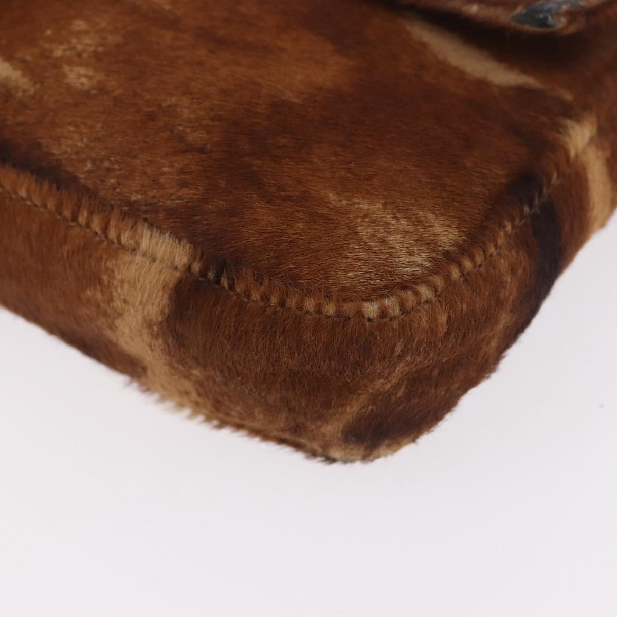 FENDI Mamma Baguette Shoulder Bag Harako leather Brown Silver Auth 185431SAV