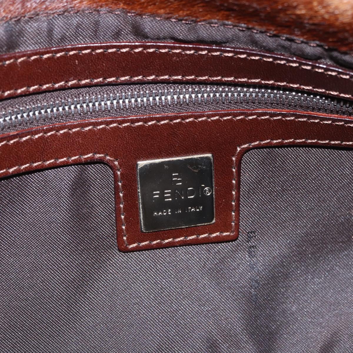 FENDI Mamma Baguette Shoulder Bag Harako leather Brown Silver Auth 185431SAV