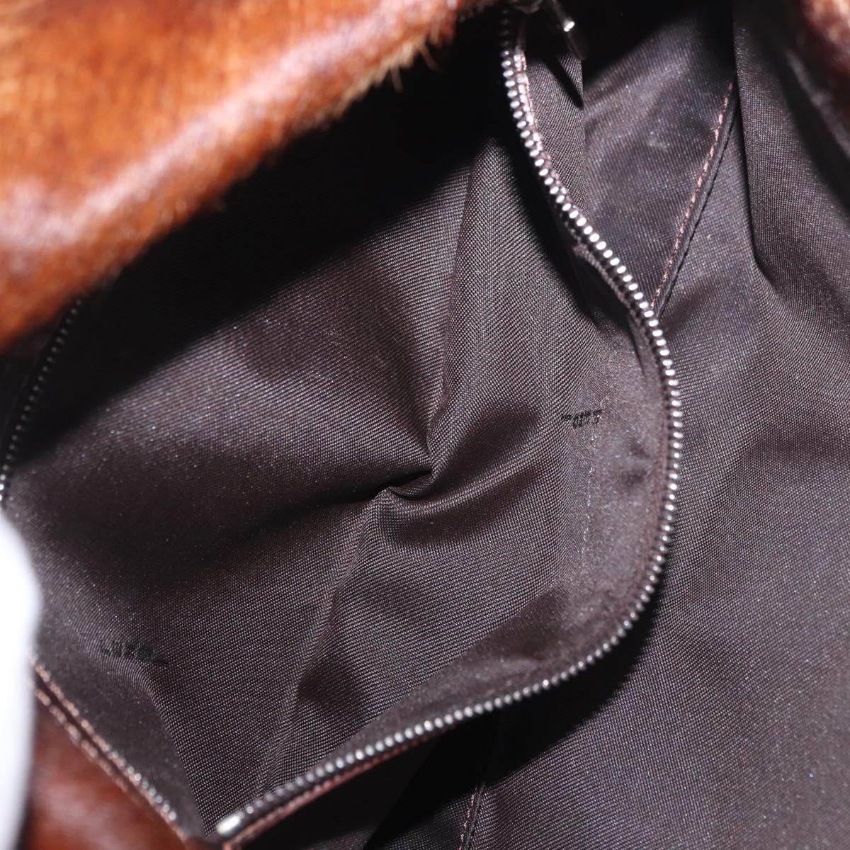 FENDI Mamma Baguette Shoulder Bag Harako leather Brown Silver Auth 185431SAV