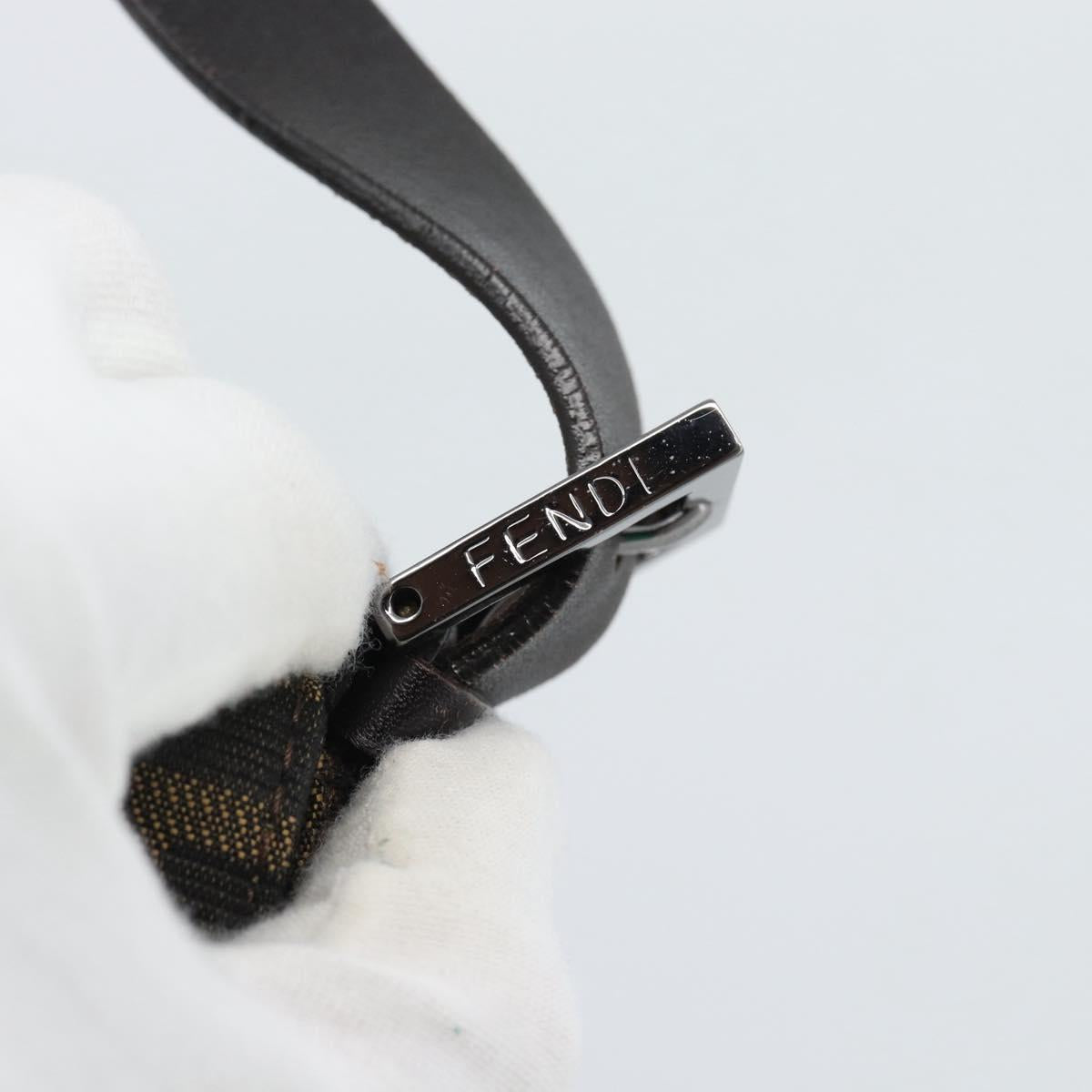 FENDI Zucca Canvas Mamma Baguette Shoulder Bag Black Brown Auth 185432V