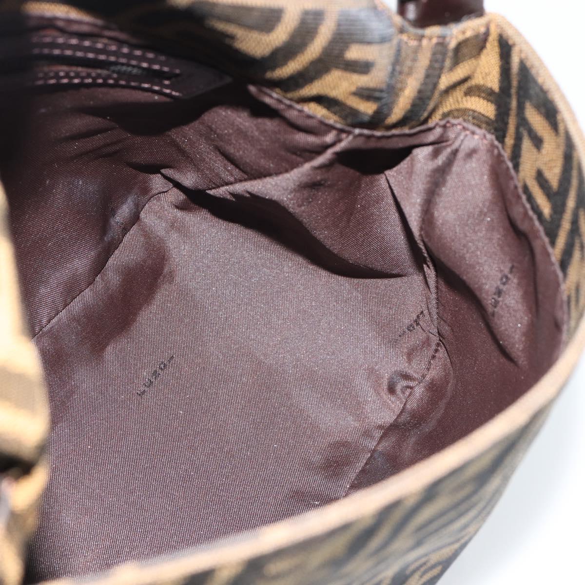 FENDI Zucca Canvas Mamma Baguette Shoulder Bag Black Brown Auth 185432V