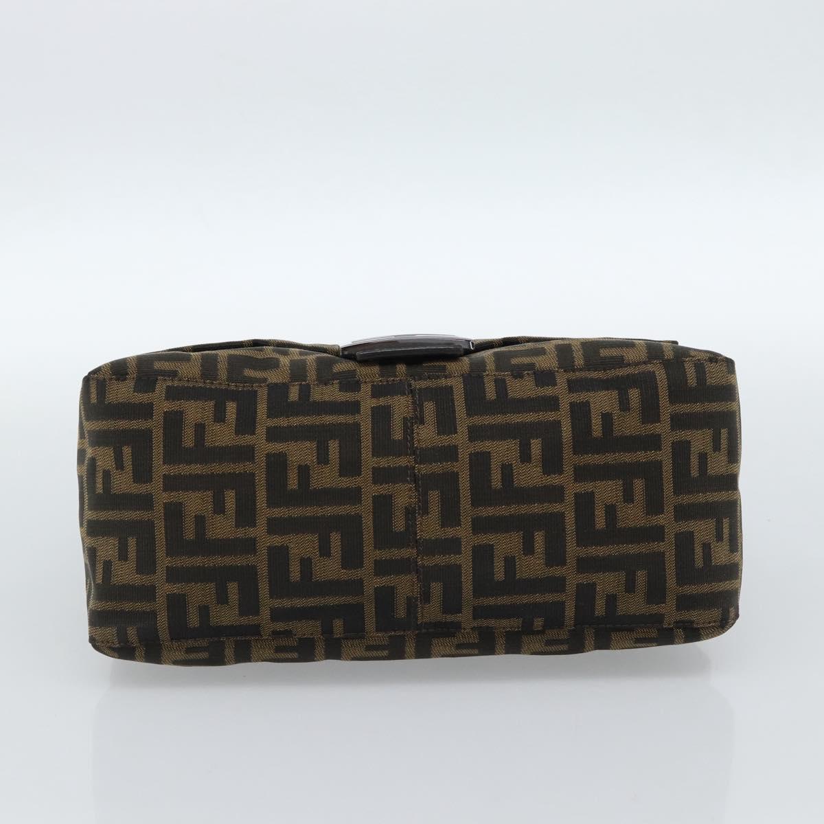 FENDI Zucca Canvas Mamma Baguette Shoulder Bag Black Brown Auth 185432V