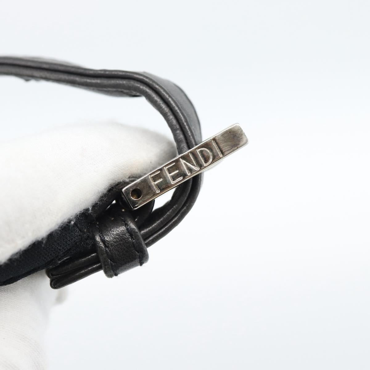 FENDI Mamma Baguette Shoulder Bag Cotton Jersey Black Silver Auth 185434V
