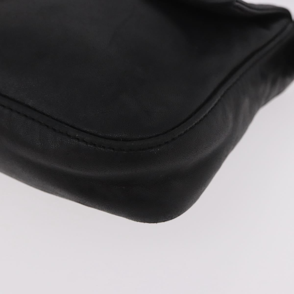 FENDI Mamma Baguette Shoulder Bag Leather Black Silver Auth 185435SAV