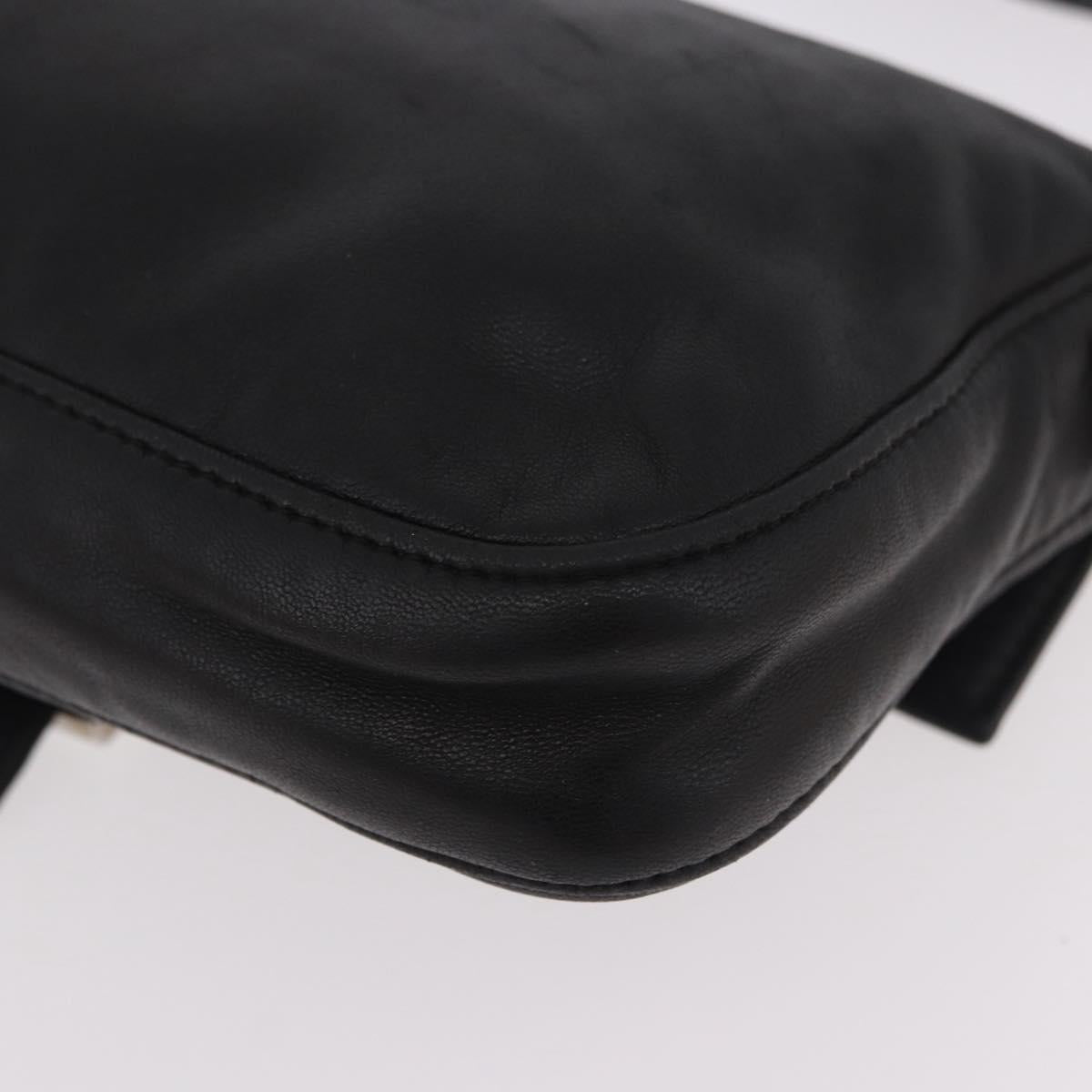 FENDI Mamma Baguette Shoulder Bag Leather Black Silver Auth 185435SAV