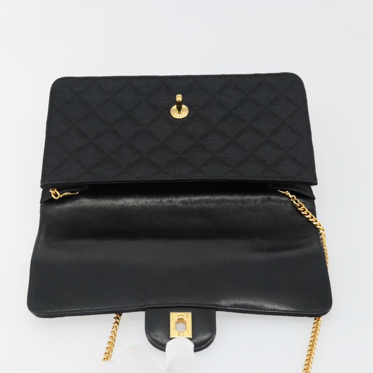 CHANEL Matelasse 25 Chain Shoulder Bag Denim Black Gold CC Auth 185437SAM
