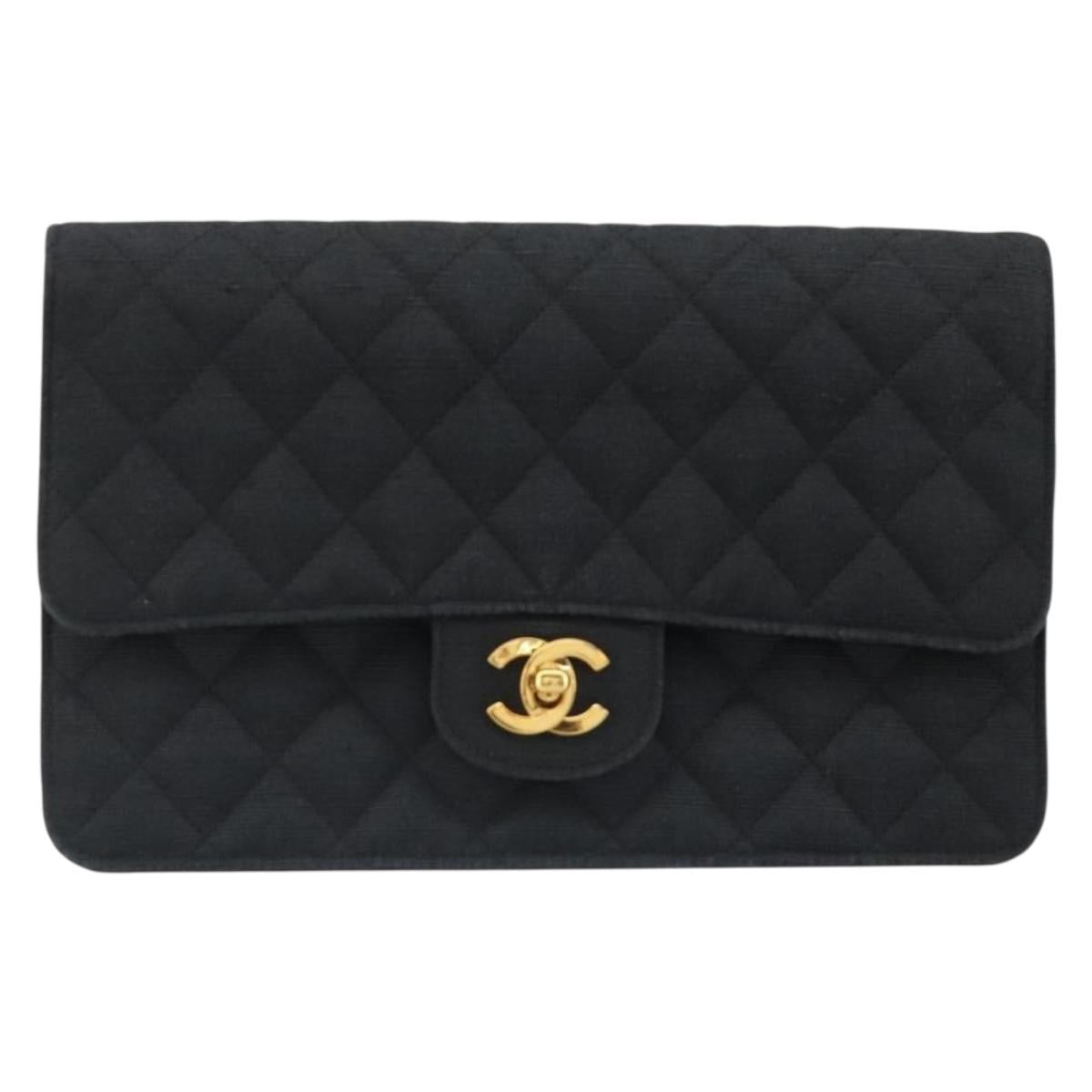 CHANEL Matelasse 25 Chain Shoulder Bag Denim Black Gold CC Auth 185437SAM
