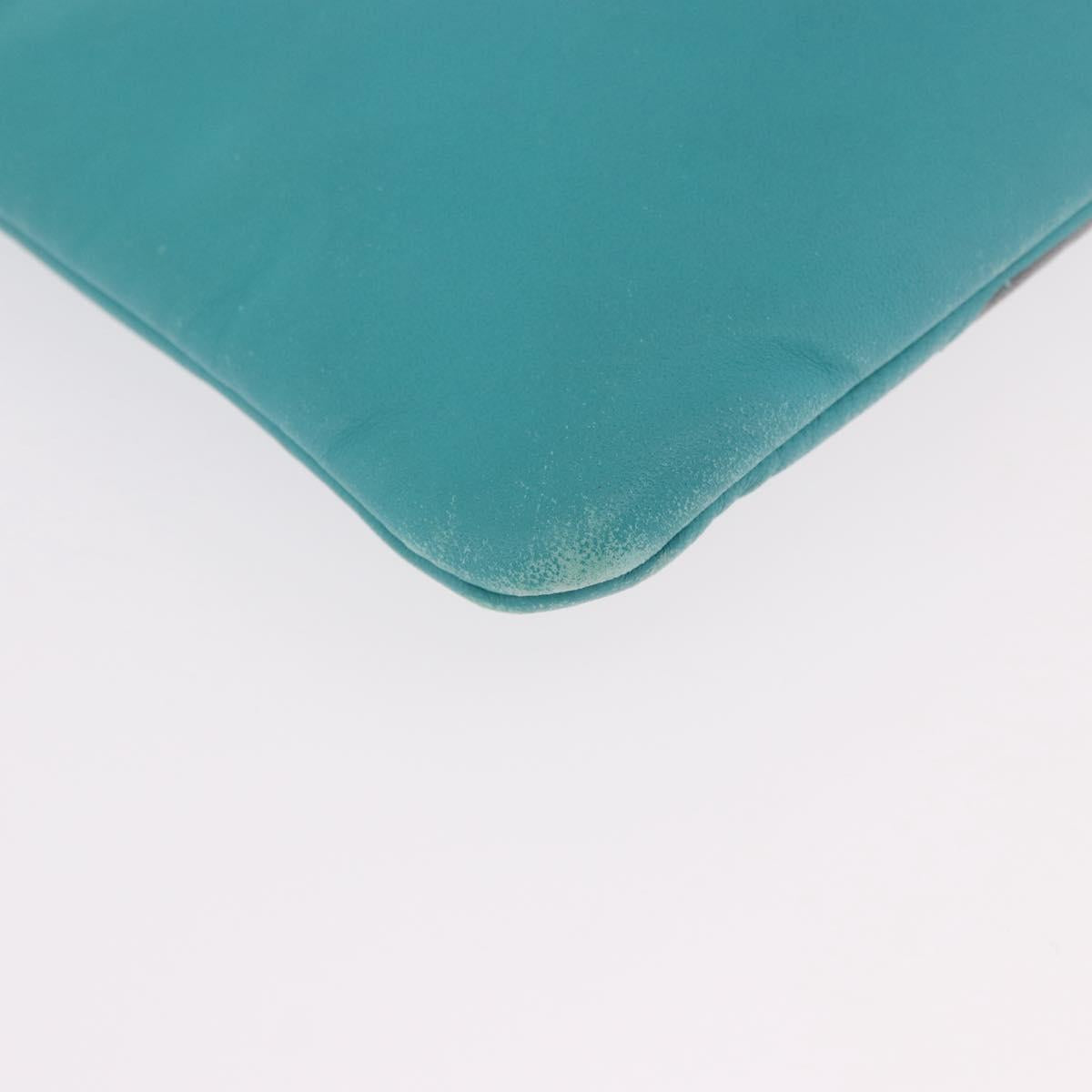 CHANEL Coco Havana Clutch Bag Lamb Skin Turquoise Blue Silver Auth 185438V