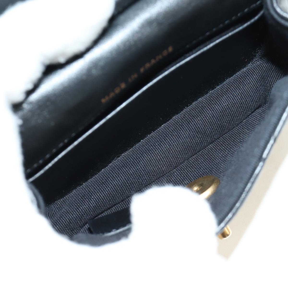 CHANEL Matelasse Chain Shoulder Pouch Lamb Skin 2way Black CC Auth 185439SAM
