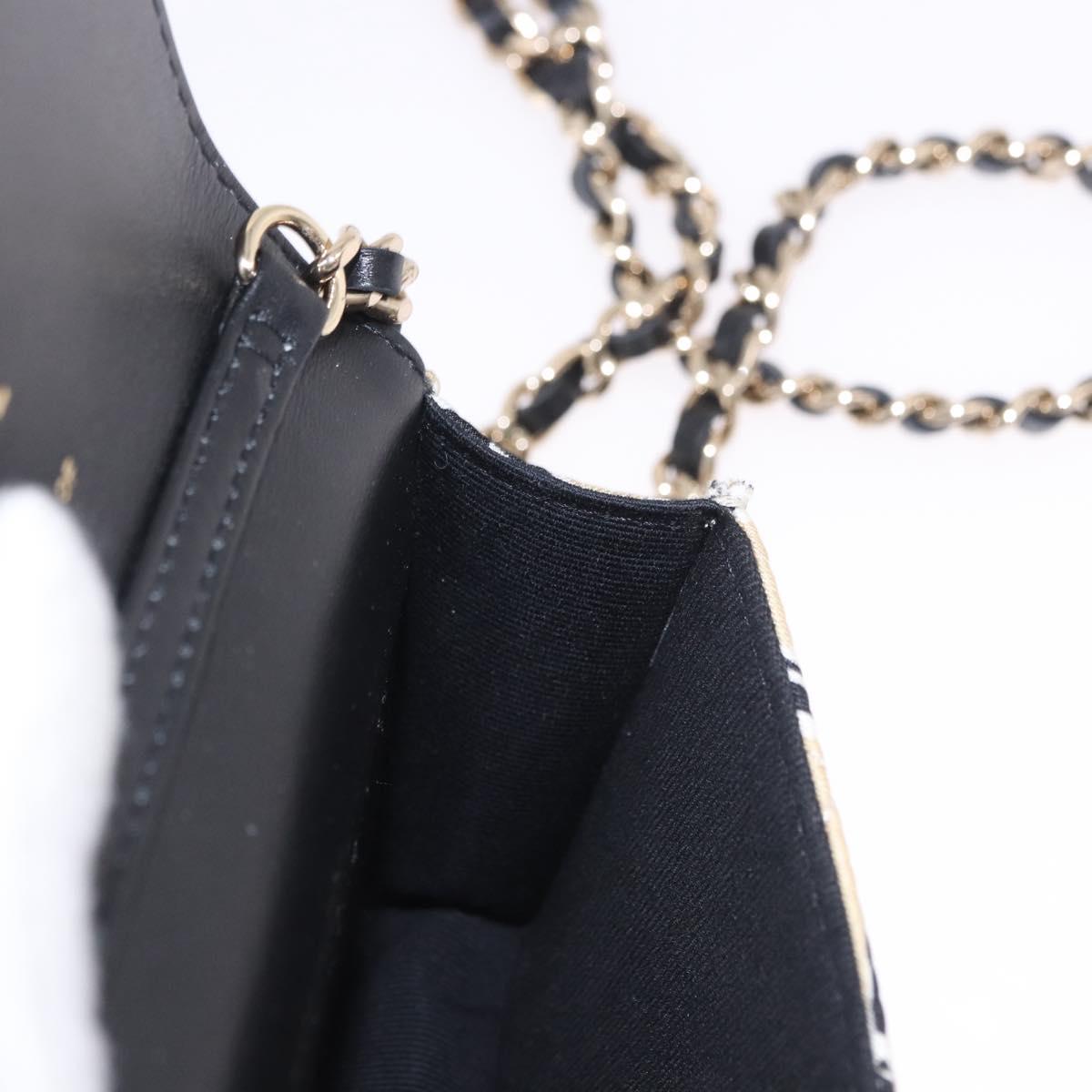 CHANEL Chain Shoulder Pouch Mini Matelasse 12 Satin Beige Gold CC Auth 185440M