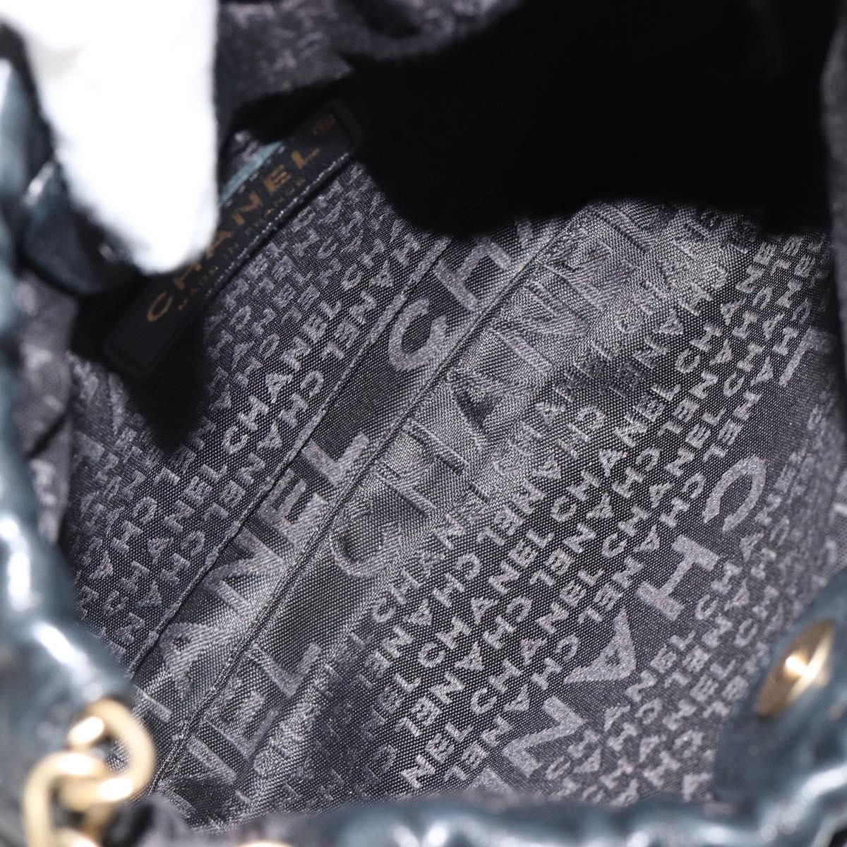 CHANEL Wild Stitch Chain Shoulder Bag Lamb Skin Black Gold CC Auth 185441M