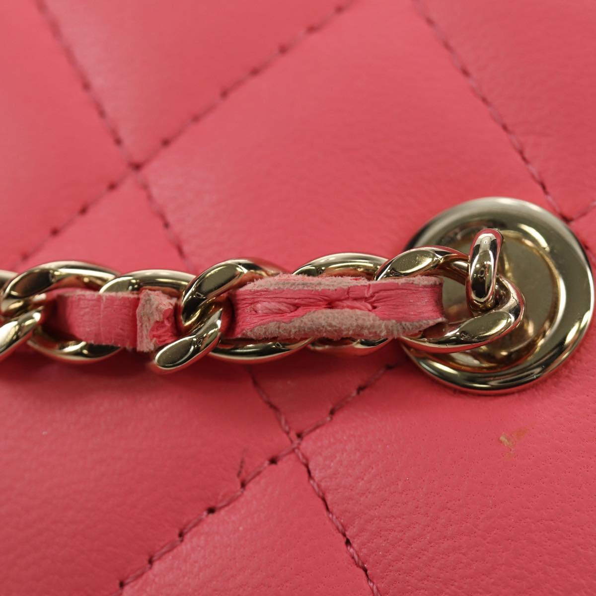 CHANEL Chain Vanity Shoulder Bag Lamb Skin Pink Gold CC Auth 185442SAM