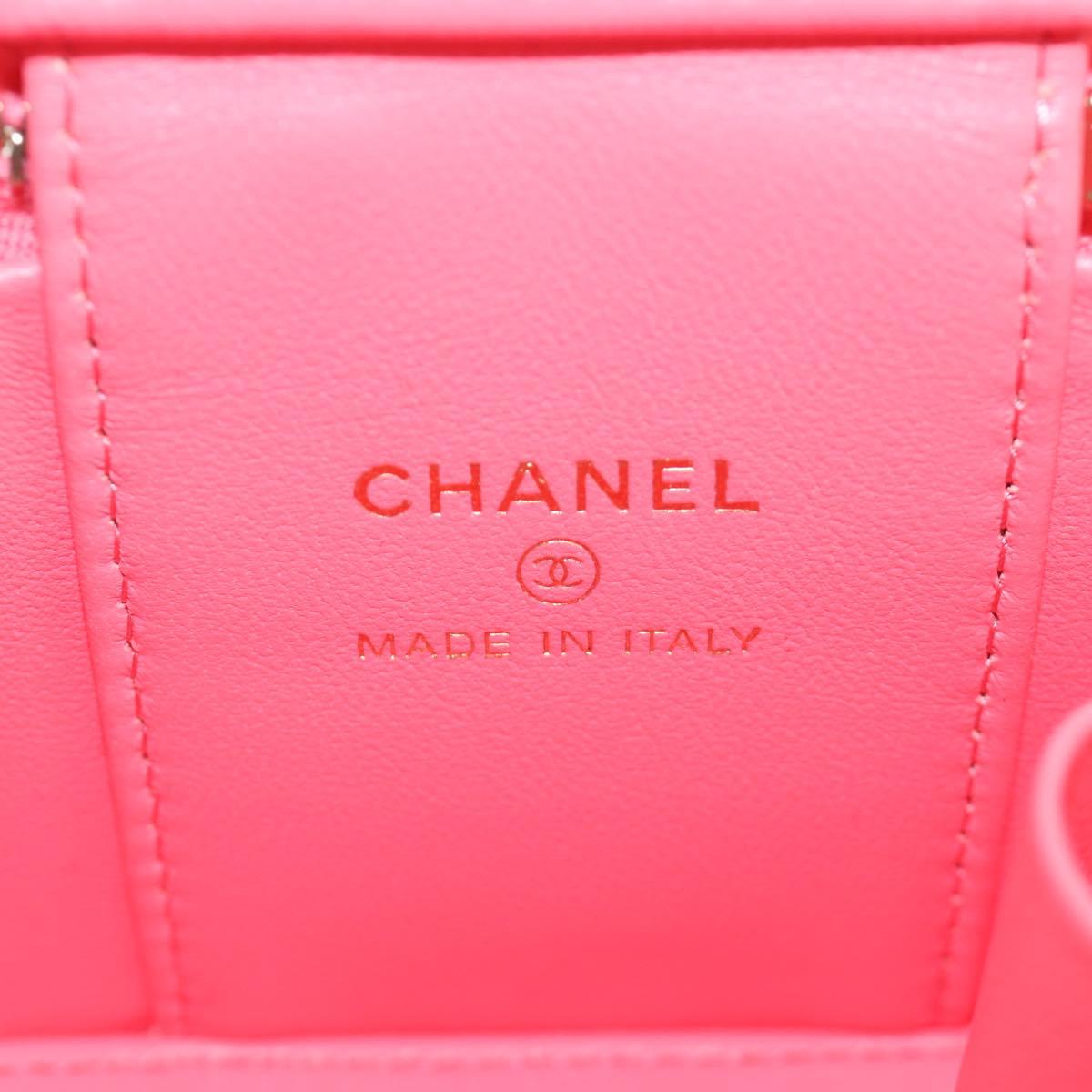 CHANEL Chain Vanity Shoulder Bag Lamb Skin Pink Gold CC Auth 185442SAM