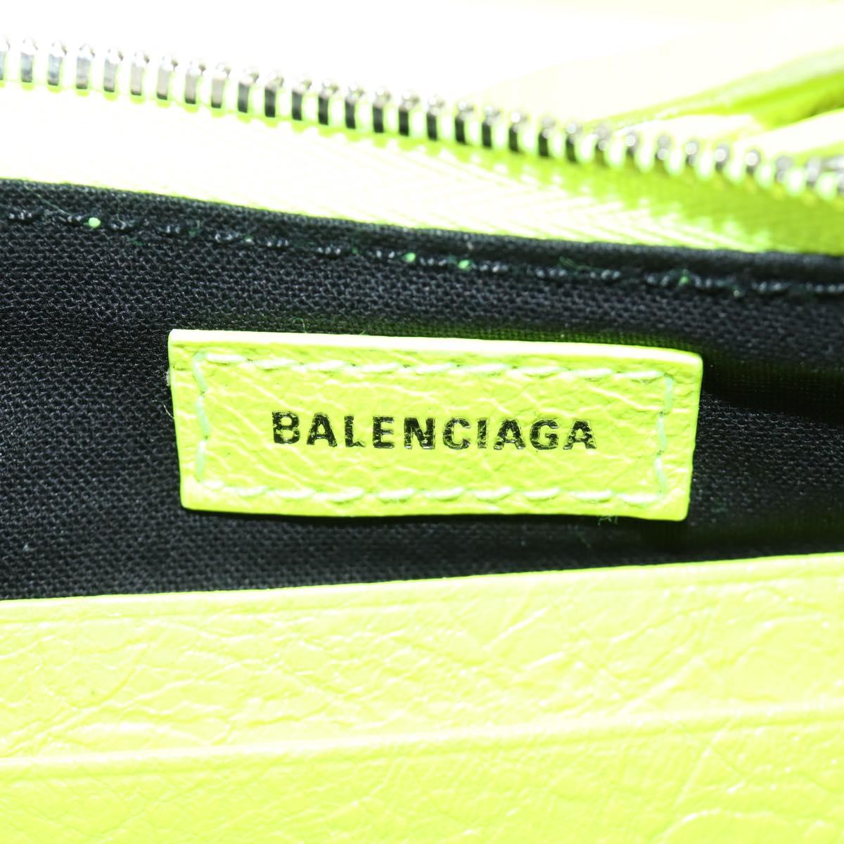 BALENCIAGA Chain Le Cagole Mini Bag Leather 2way Green Silver Auth 185444M