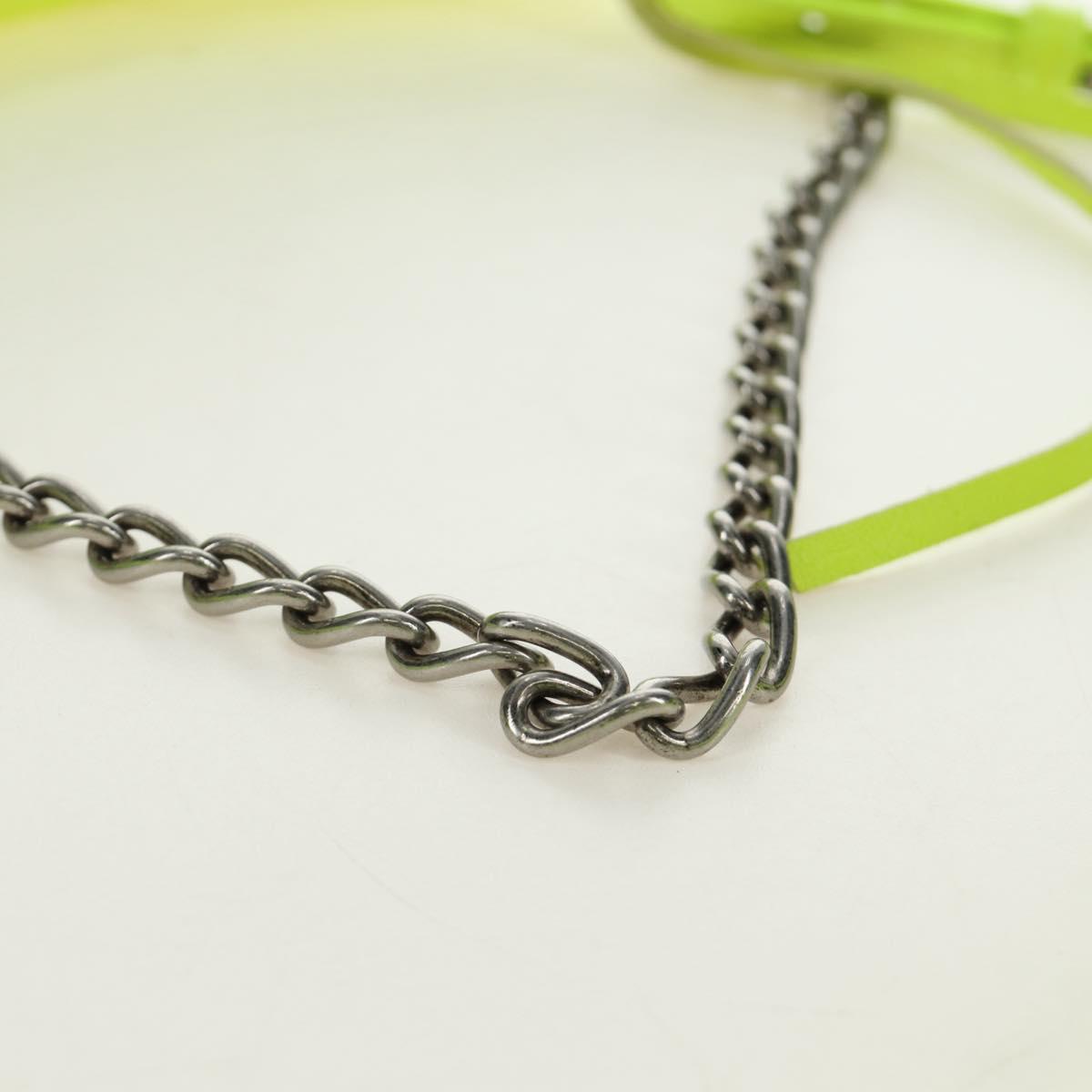 BALENCIAGA Chain Le Cagole Mini Bag Leather 2way Green Silver Auth 185444M