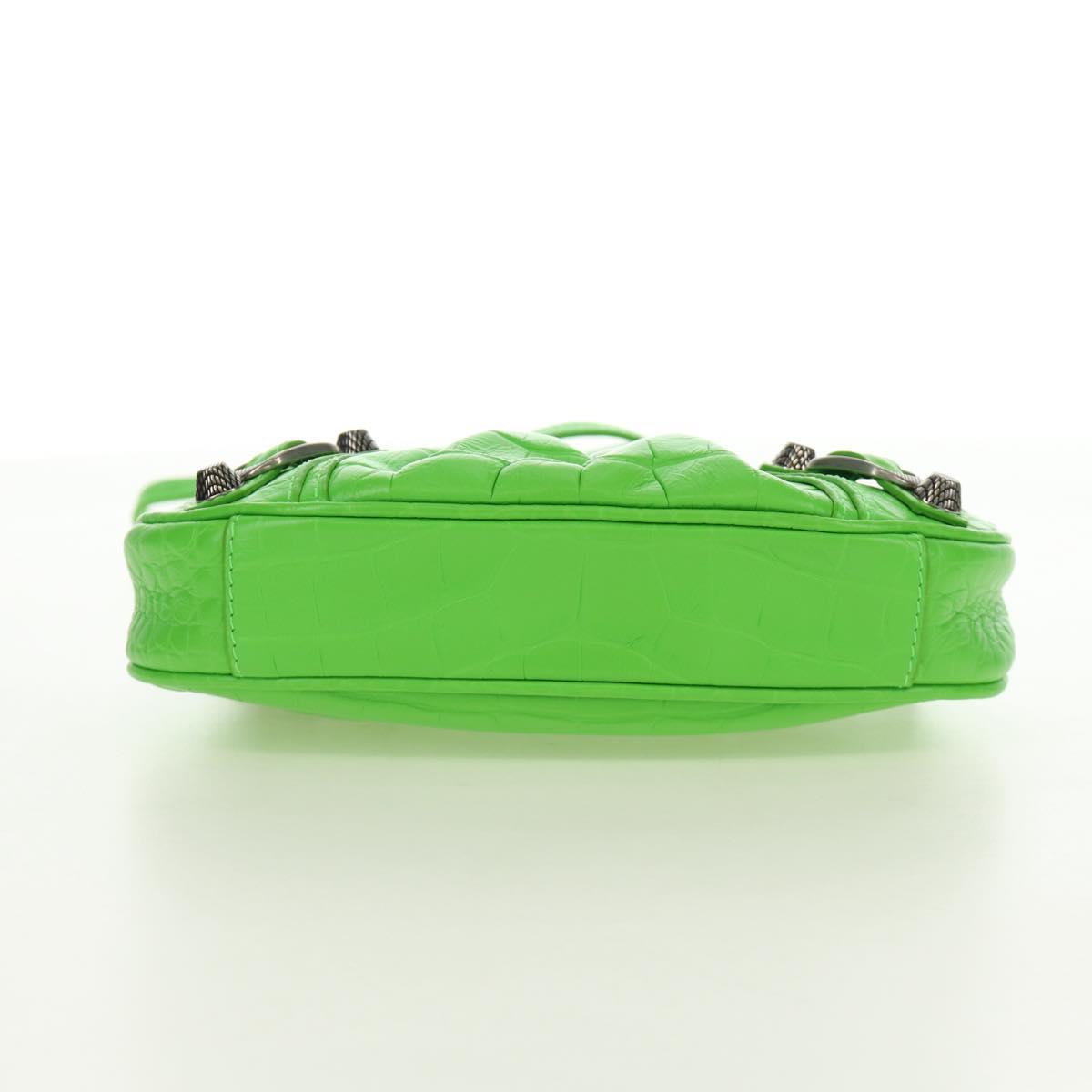 BALENCIAGA Chain Le Cagole Mini Bag Leather 2way Green 695814 Auth 185445M