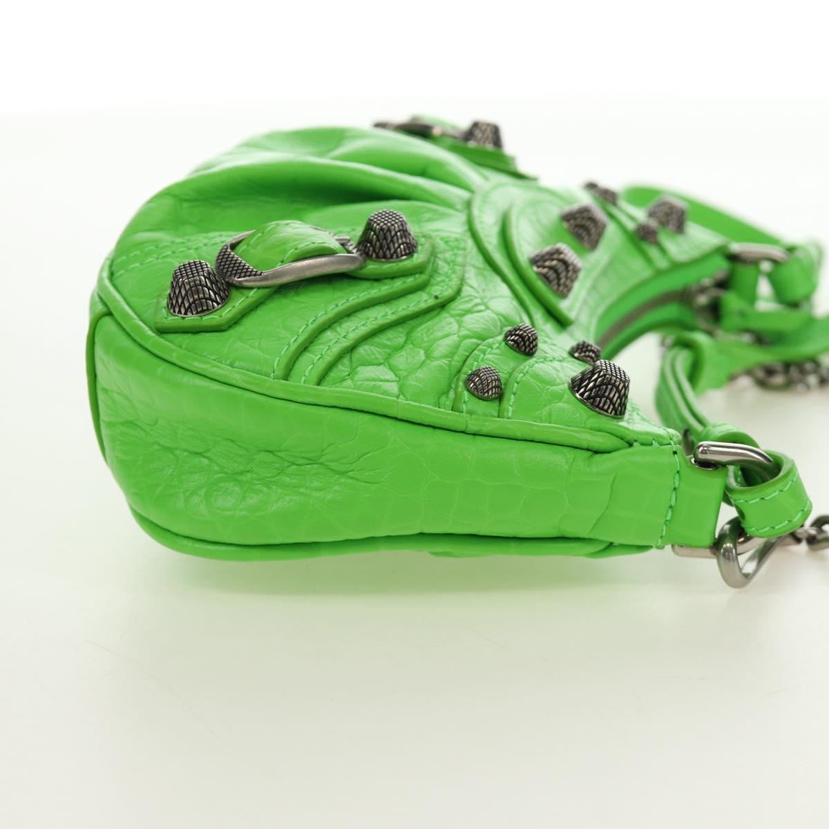 BALENCIAGA Chain Le Cagole Mini Bag Leather 2way Green 695814 Auth 185445M