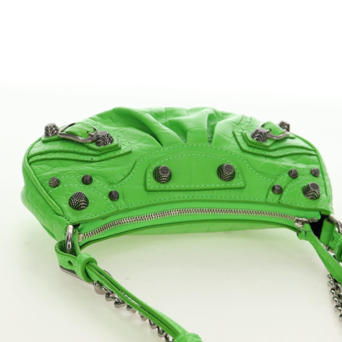 BALENCIAGA Chain Le Cagole Mini Bag Leather 2way Green 695814 Auth 185445M