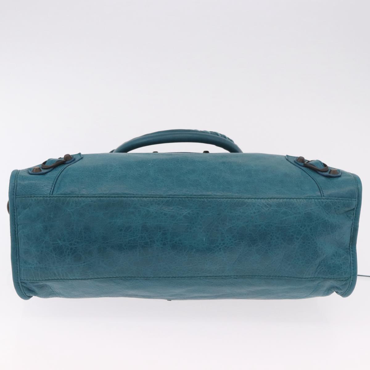 BALENCIAGA The City Hand Bag Leather 2way Blue 115748 Auth 185446M