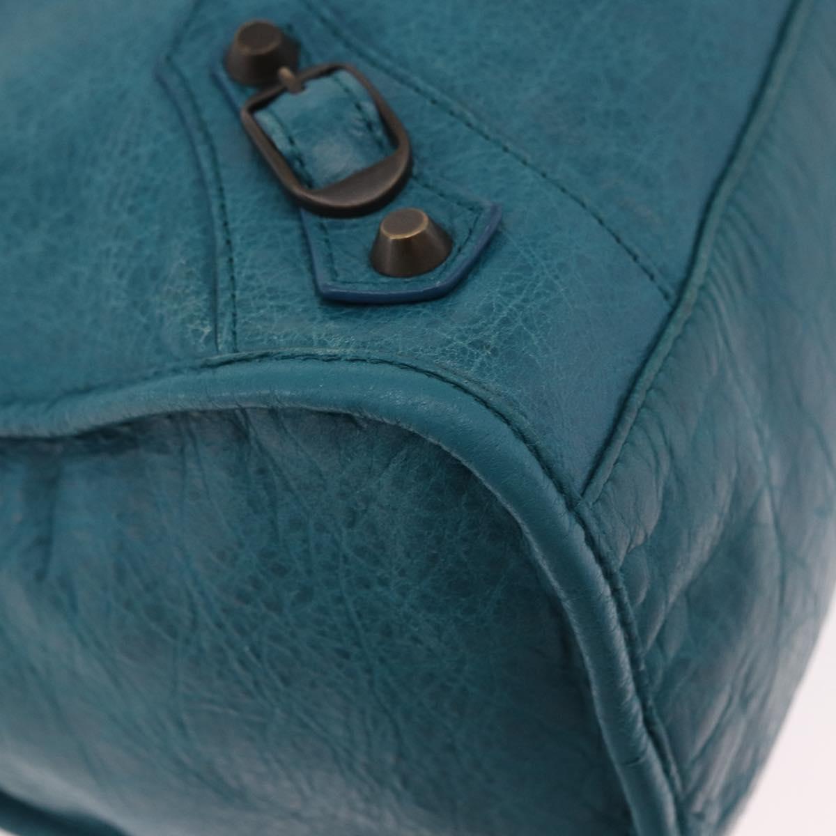 BALENCIAGA The City Hand Bag Leather 2way Blue 115748 Auth 185446M