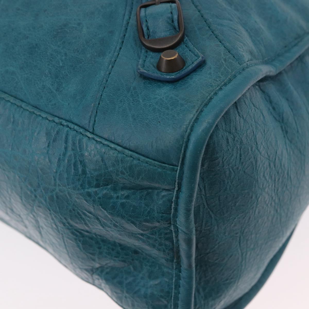 BALENCIAGA The City Hand Bag Leather 2way Blue 115748 Auth 185446M