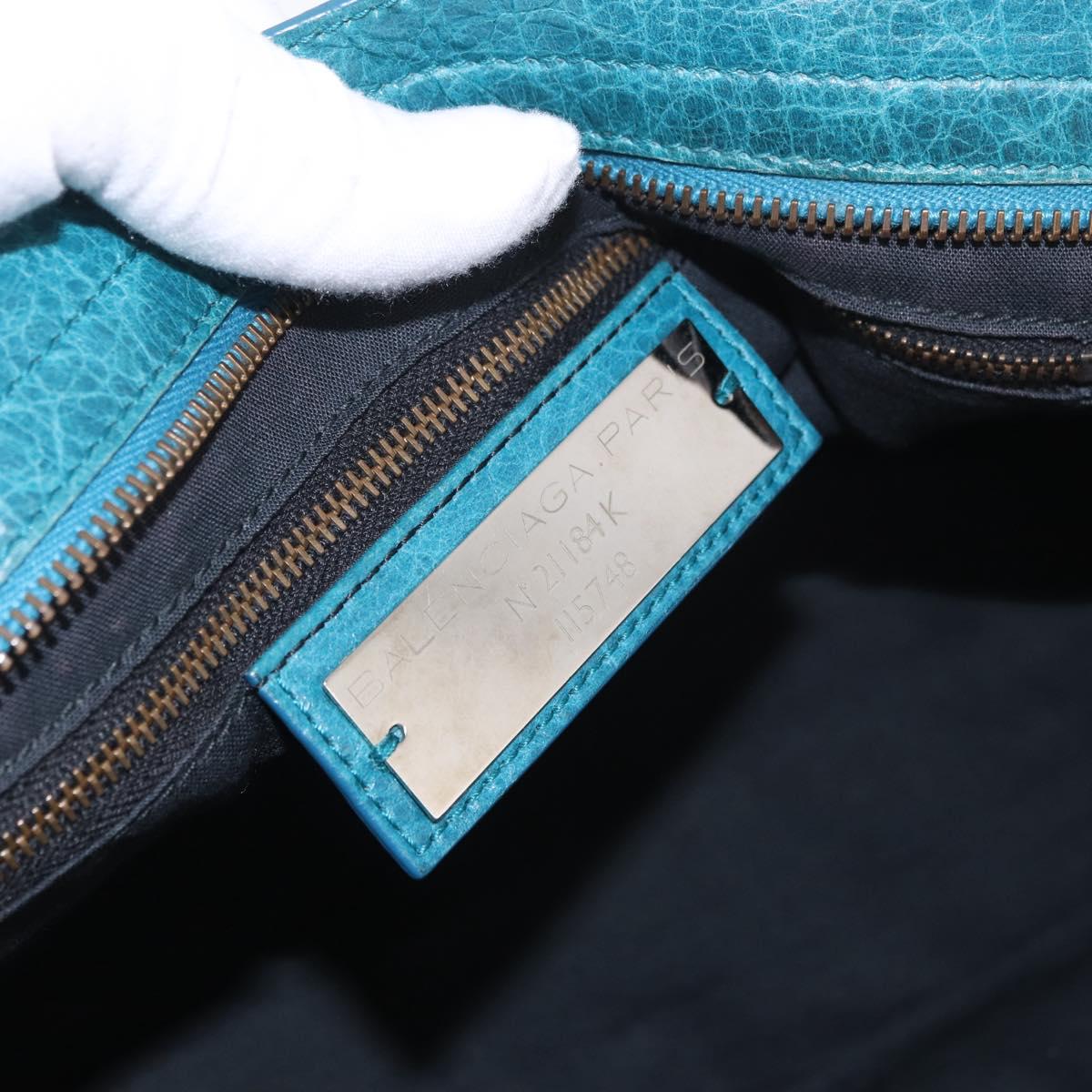 BALENCIAGA The City Hand Bag Leather 2way Blue 115748 Auth 185446M