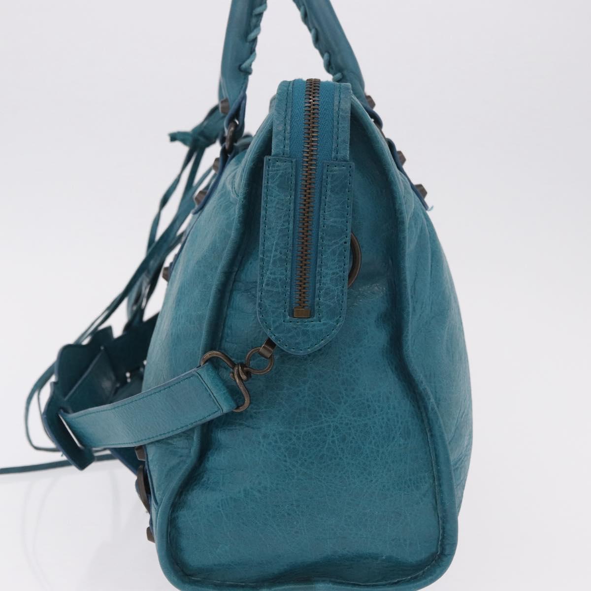 BALENCIAGA The City Hand Bag Leather 2way Blue 115748 Auth 185446M