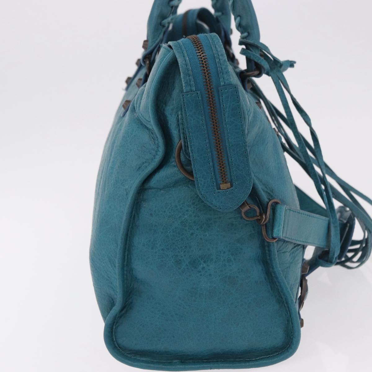 BALENCIAGA The City Hand Bag Leather 2way Blue 115748 Auth 185446M