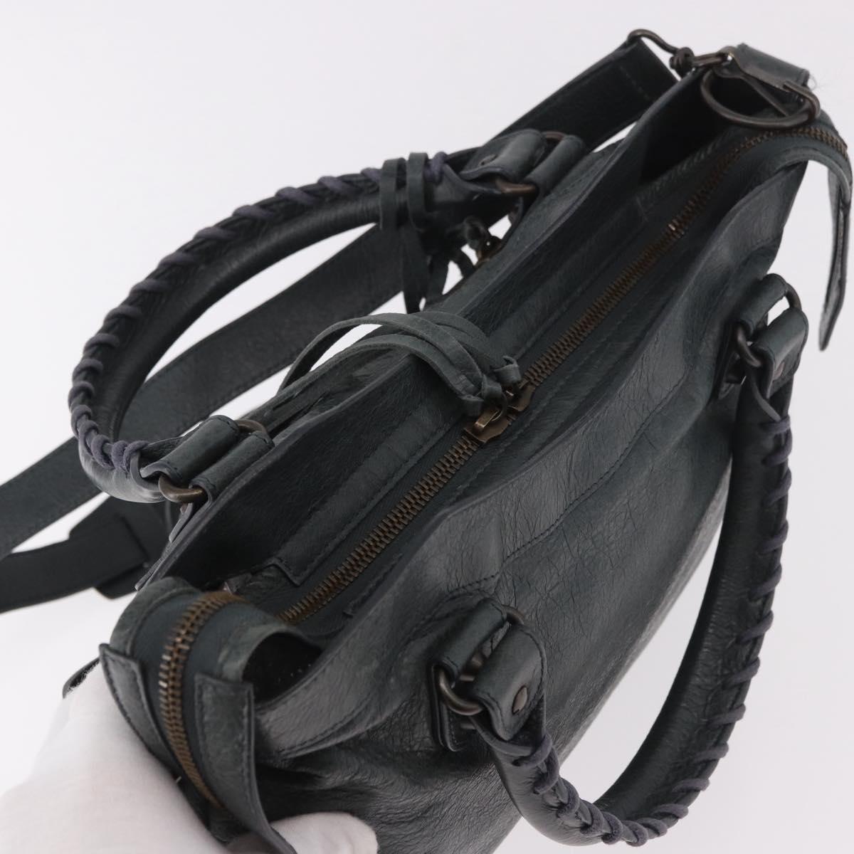 BALENCIAGA The Town Hand Bag Leather 2way Green 240579 Auth 185448M