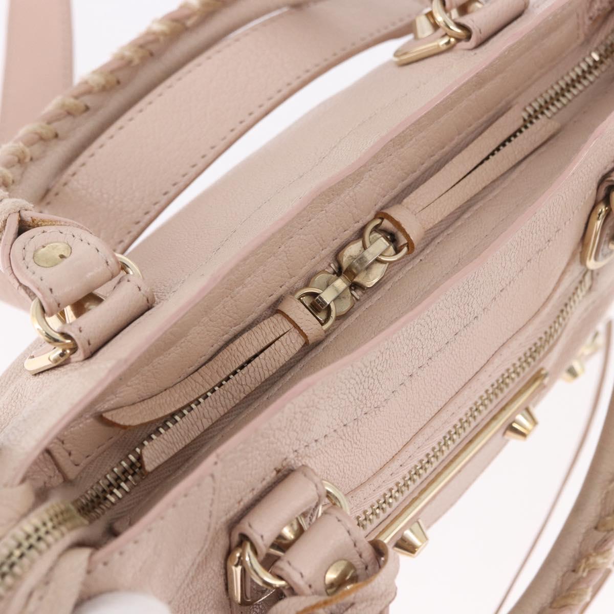 BALENCIAGA Classic Metallic Edge Mini City Bag Leather 2way Pink Auth 185449V